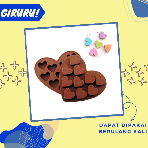 Cetakan Cokelat  Bentuk Love Bahan SIlikon / Cetakan Coklat 10 Lubang Silicone Molds Baking Chocolate