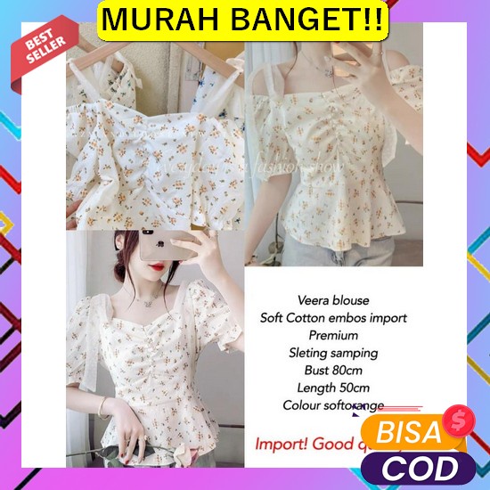 Blouse Wanita Korea / Katlina Blouse Kerut / Karina Blouse Kerut / Blo Veera Blouse Import Prm Orens
