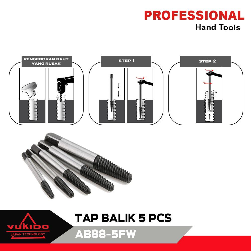 K55 Tap Balik Set 5 pcs - Screwdriver Extractor Set - Alat Pembuka Baut Rusak 5pcs