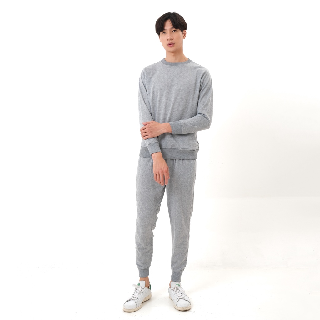SANVANINA OneSet Sweater Jogger Pants Light Grey | One set Sweater | Setelan Sweater Abu Muda DD-01B