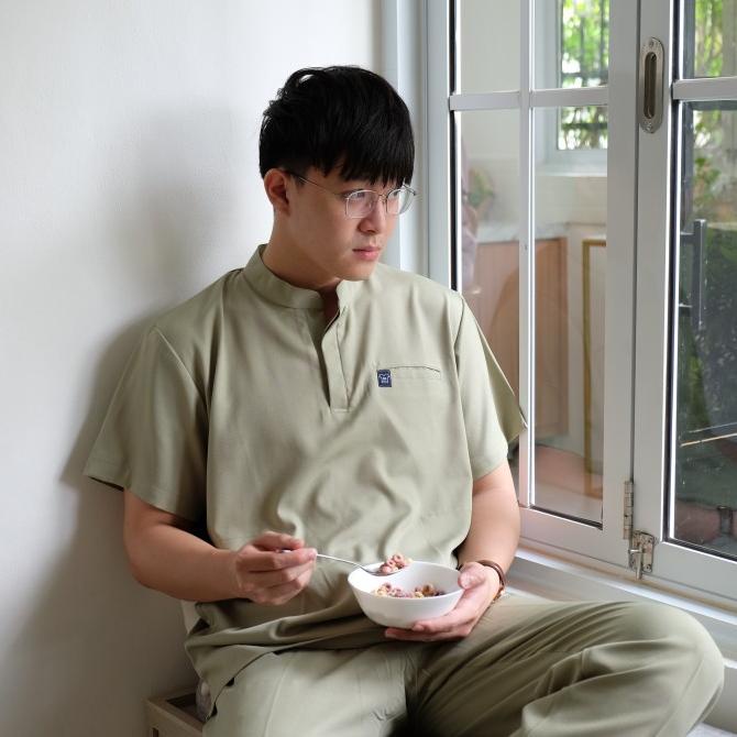 Baju Jaga MANDARIN - GREEN TEA Scrubs Theatre Blues Empirical