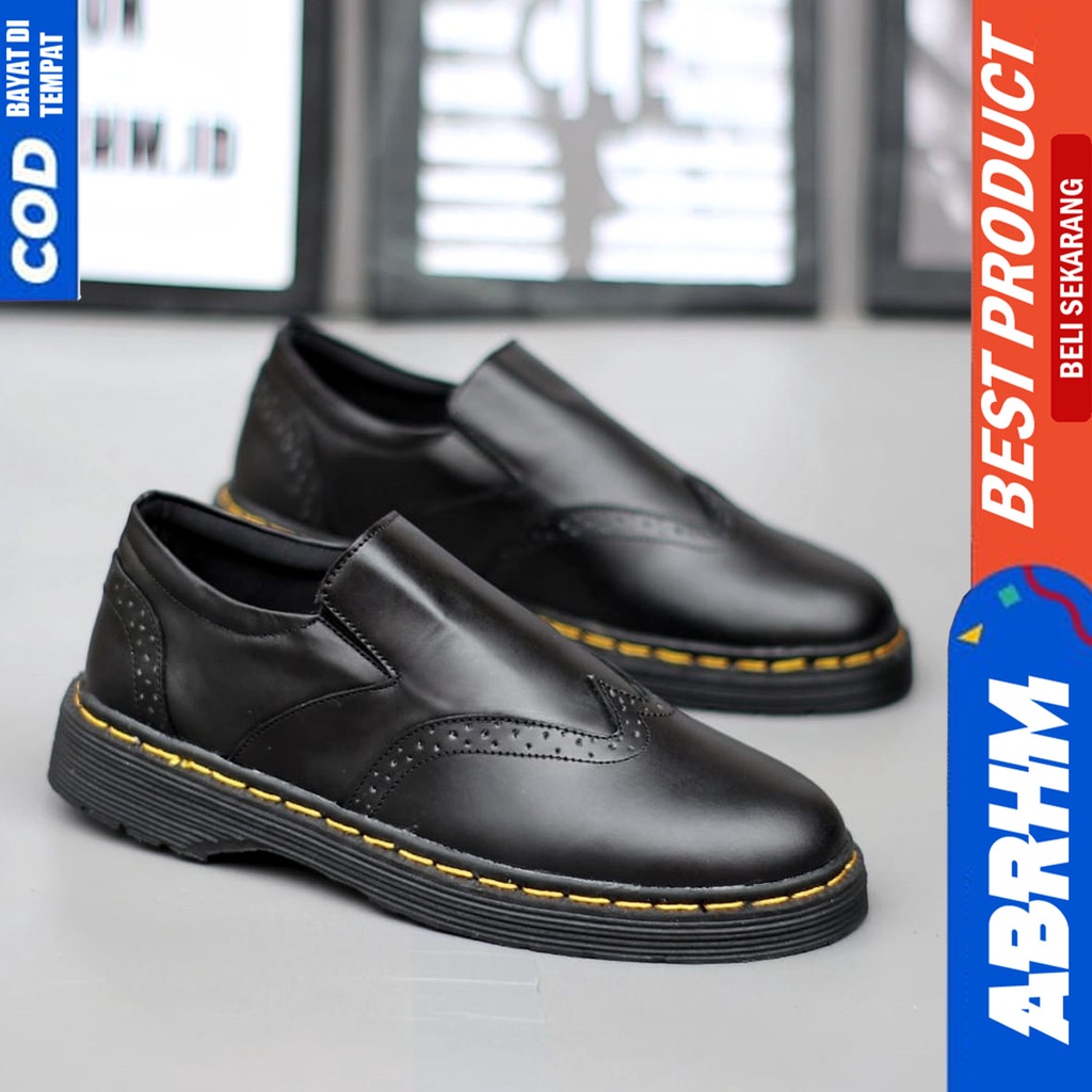 Sepatu Pantofel Formal Docmart Low Boots Kerja Pria Hitam Abrhm Oliver