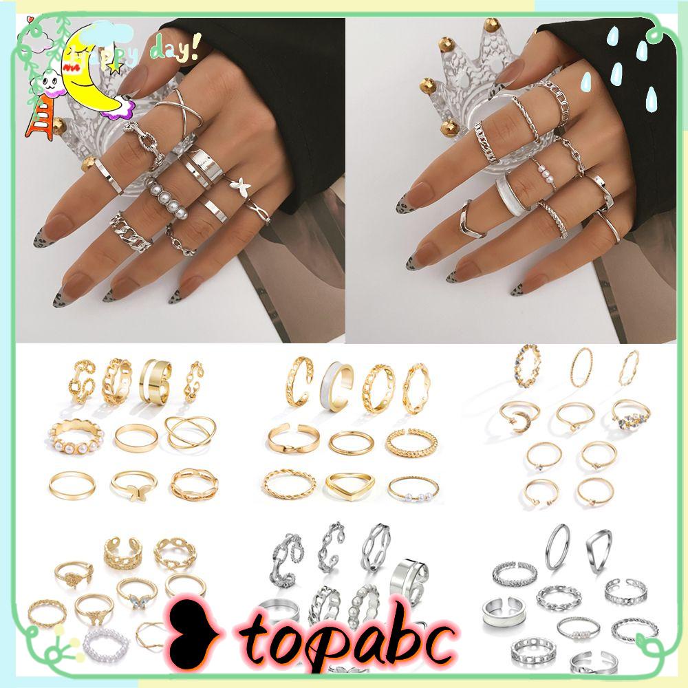 Top 10PCS set Cincin Desain Fashion Vintage Hollow Gold/Silver Cross Open Finger Knuckle