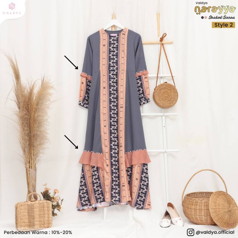 [VALDYA] GAMIS NARAYYA SHADOW SIENNA XL tanpa manik