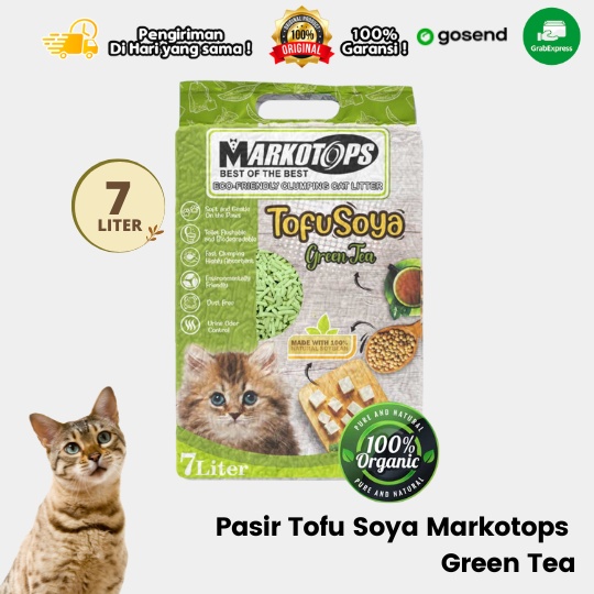 Pasir Kucing Tofu Soya Markotops GREEN TEA 7 Liter