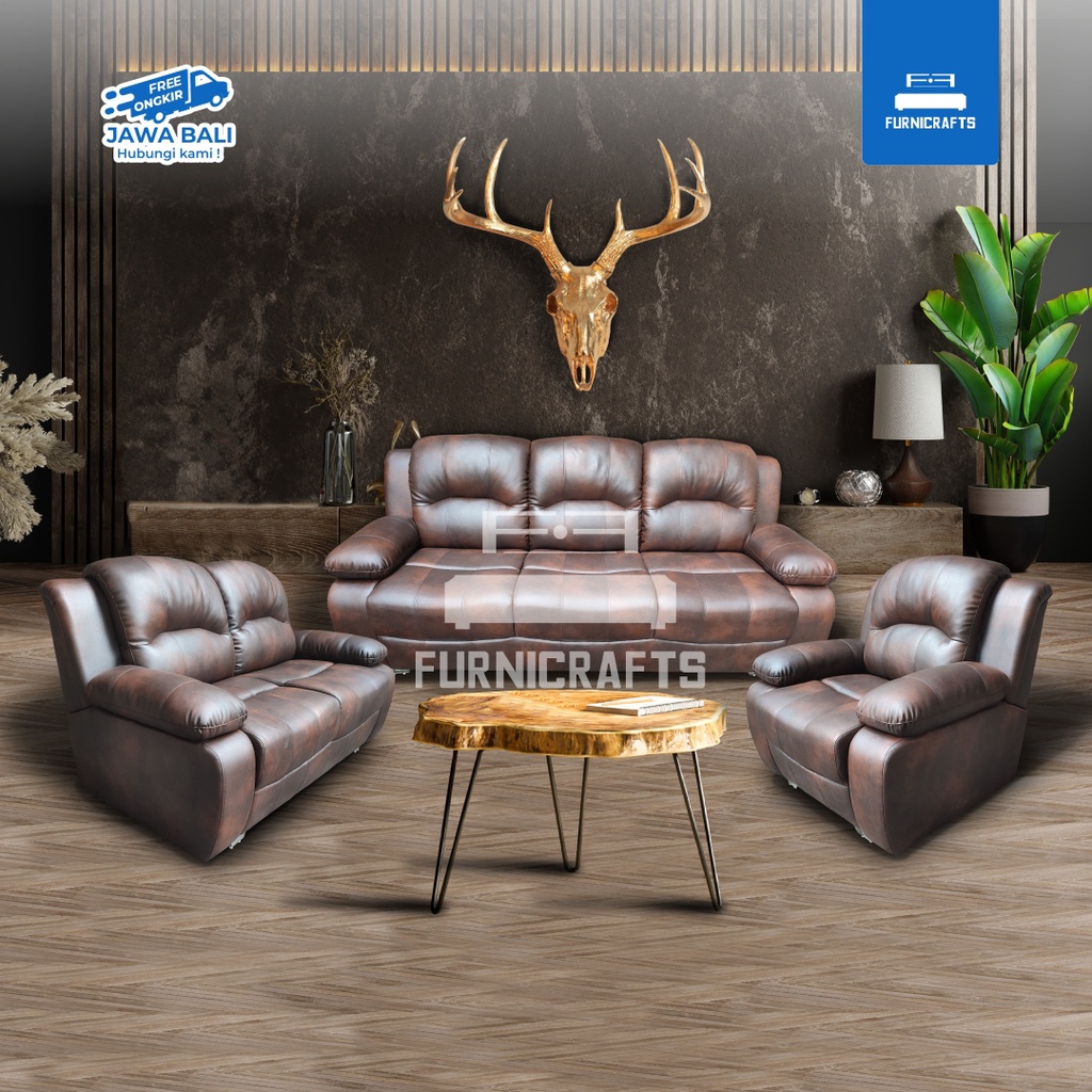 SOFA RUANG TAMU KELUARGA SANTAI KULIT OSCAR PREMIUM  / KINGSMAN