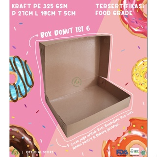 Box Donut Kraft Polos Kotak Donat isi 6 Dus Roti coklat Kemasan Kue