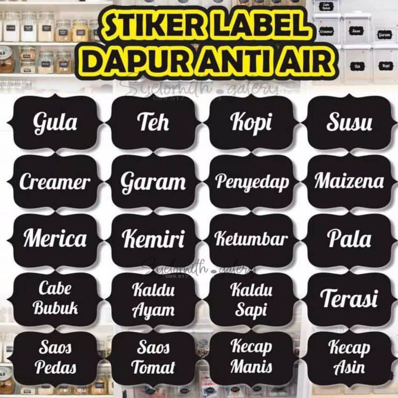 A1 Stiker bumbu dapur Nama nama bumbu dapur Label nama bumbu Label Bumbu Dapur
