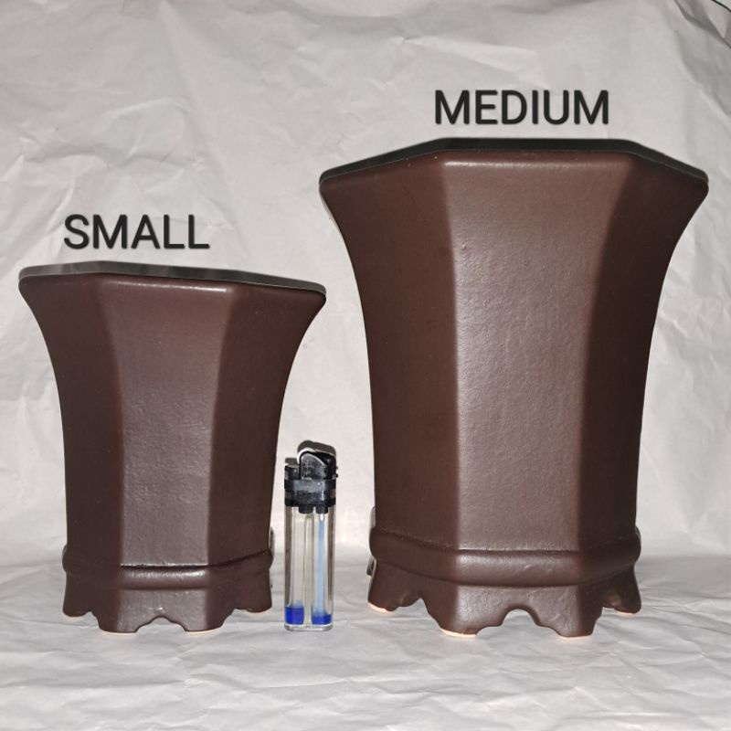 pot keramik persegi delapan bonsai cascade mame,small