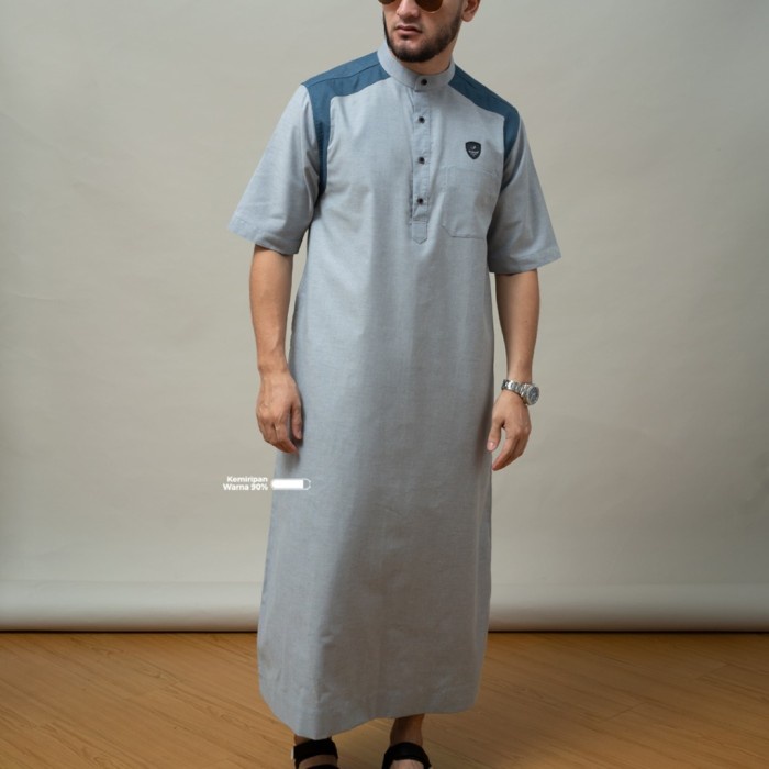 {FamilyStore} Samase  Jubah Casual Lengan Pendek - Light Blue S Diskon