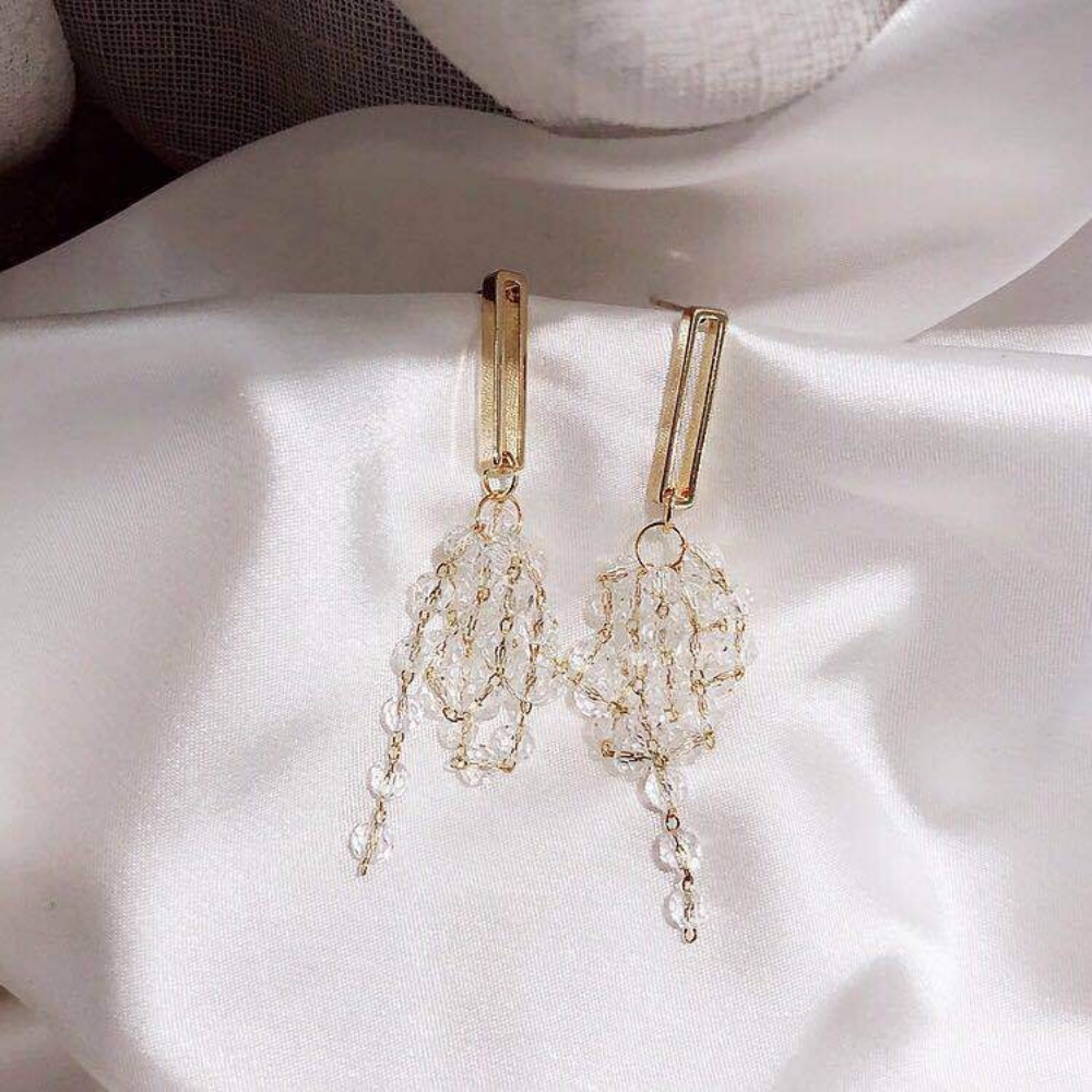 Anting Mutiara Tetesan Air Kreatif Anting Mutiara Gaya Korea Temperamen Anting Kristal