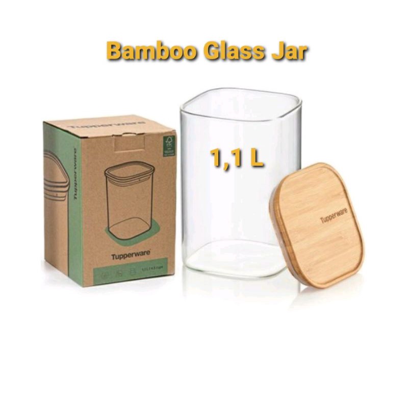 Original tupperwareBamboo Glass Jar 1.1 L