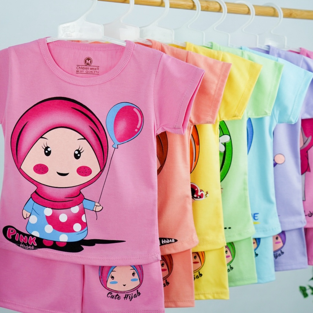 SETELAN KAOS ANAK PEREMPUAN 1-7 Tahun - HIJAB COLOR