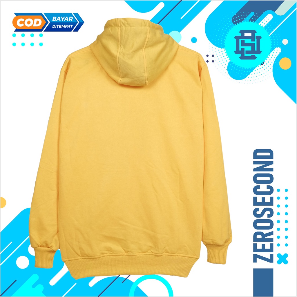 Zero.Second Sweater Hoodie Pria Autentic Logo ZS Warna Kuning Bahan Catton Flecee Gramasi 280S Permium Tebal Full Varisn Warna