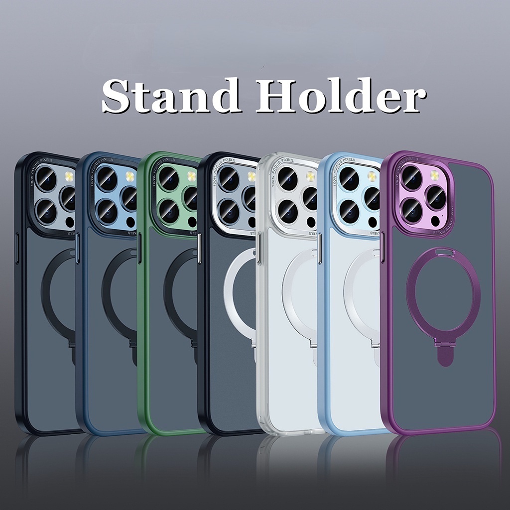 Stand Phone Tersembunyi Dengan Casing Ponsel Magnetik Untuk iPhone 14 Pro Max13 Pro Max14 Plus Case Matte Back Cover Casing