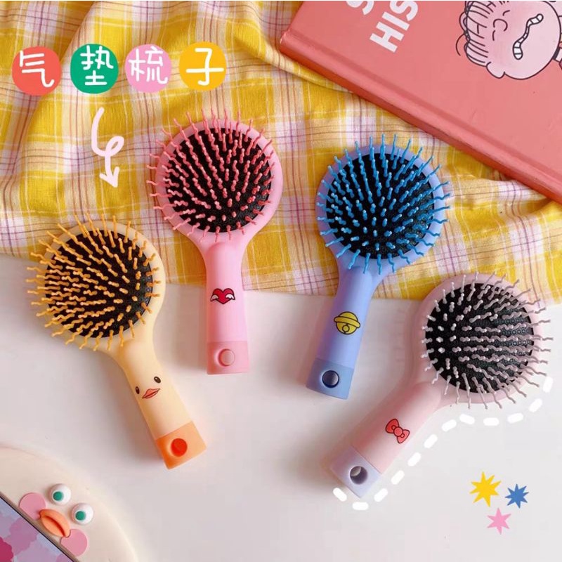 Sisir Cermin Anak Bentuk Bulat Sisir Comb Anti Sakit &amp; Anti Rontok / Sisir Portabel Bulat Hair Comb