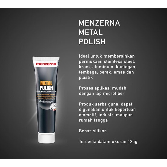 MENZERNA METAL POLISH 125g Obat Poles Pembersih Logam Chrome Aluminium