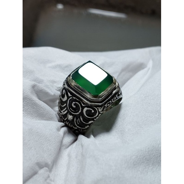 cincin ijo botol garut calsedoni kotak cuting