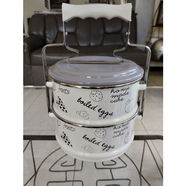 rantang enamel chefina ungu / rantang ungu / rantang 2 susun / rantang susun 2