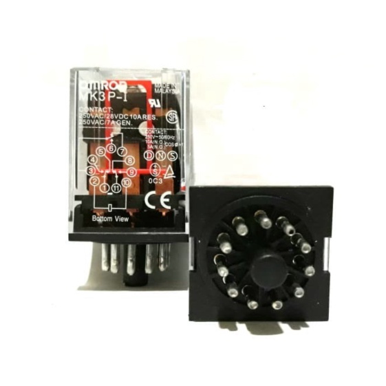 Murah Relay Omron MK3P 11 kaki 220 Volt AC Plus Socket - 220 Volt AC Berkualitas