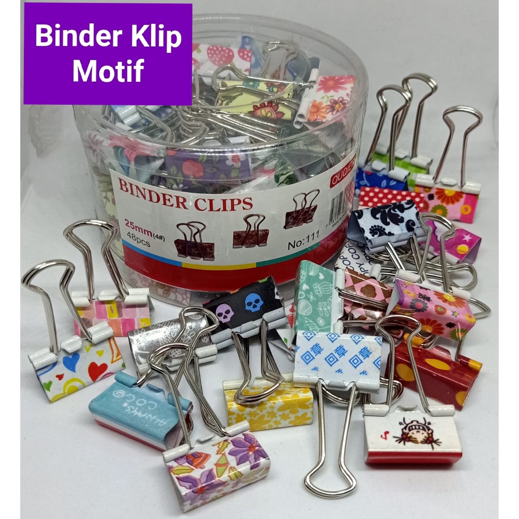 ~ PIYOSHI08 ~ Binder Paper Clips Klip Penjepit Kertas Motif &amp; Polos Murah AF239