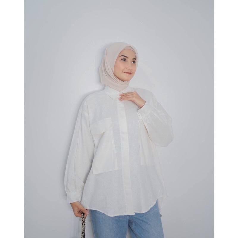 KEMEJA CRINKLE WANITA SAKU DUA / KOREAN BLOUSE KANCING BUNGKUS