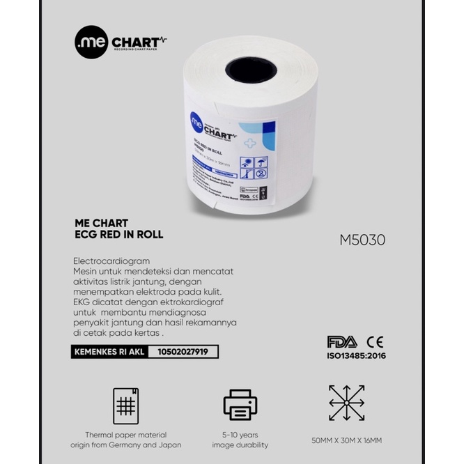 

KERTAS ECG RED IN ROLL 50mm x 30m x 16mm