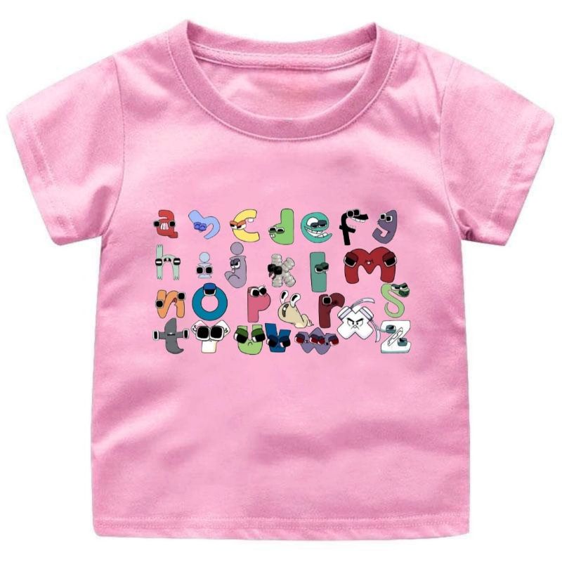 BAJU KAOS ANAK COWOK/CEWEK 1-12 TAHUN ALPHABET LORE VIRAL(POLOS)