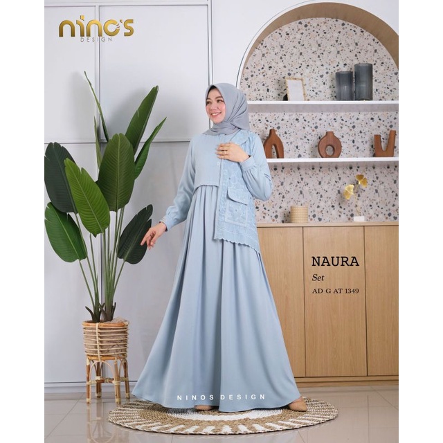 gamis casual set naura busui terbaru branded original ninos design ad g at 1349