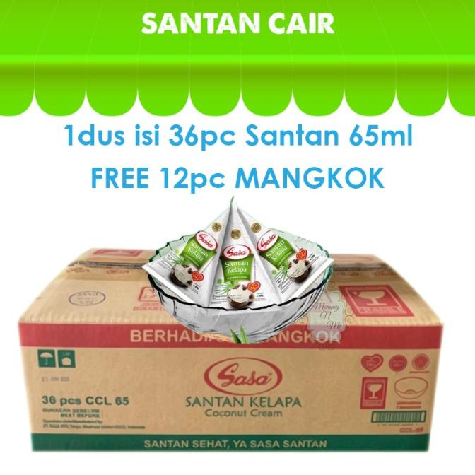 

SASA SANTAN CAIR 65ml 1 DUS isi 36pc FREE 12 MANGKOK