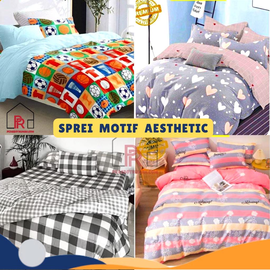 Sprei Homemade Motif Aesthetic / Seprei Ukuran 100 120 160 180 / Seprai Korea