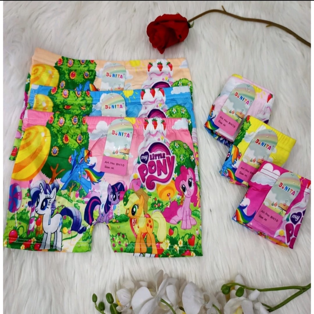 MURAH...6 PCS CELANA BOXER KARAKTER ANAK PEREMPUAN USIA 2 TAHUN - 9 TAHUN