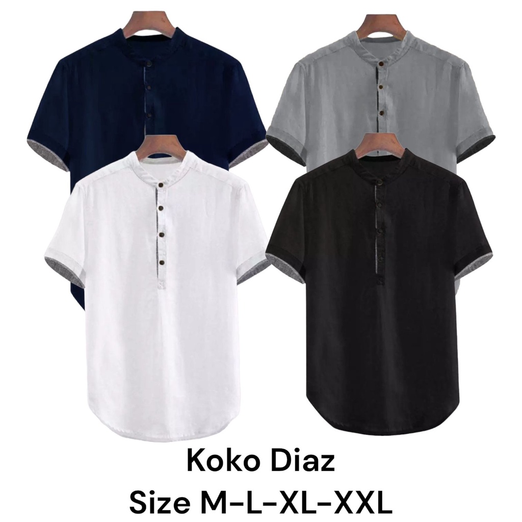 BAJU KOKO SIMPLE KRAH SHANGHAI 6WARNA/KAOS KOKO LENGAN PENDEK DIAZ