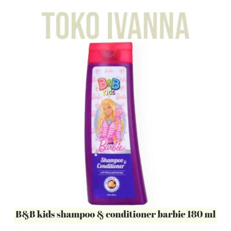 B&amp;B Kids Barbie Shampoo &amp; Conditioner Olive Leaf Extract Barbie Purple 180mL