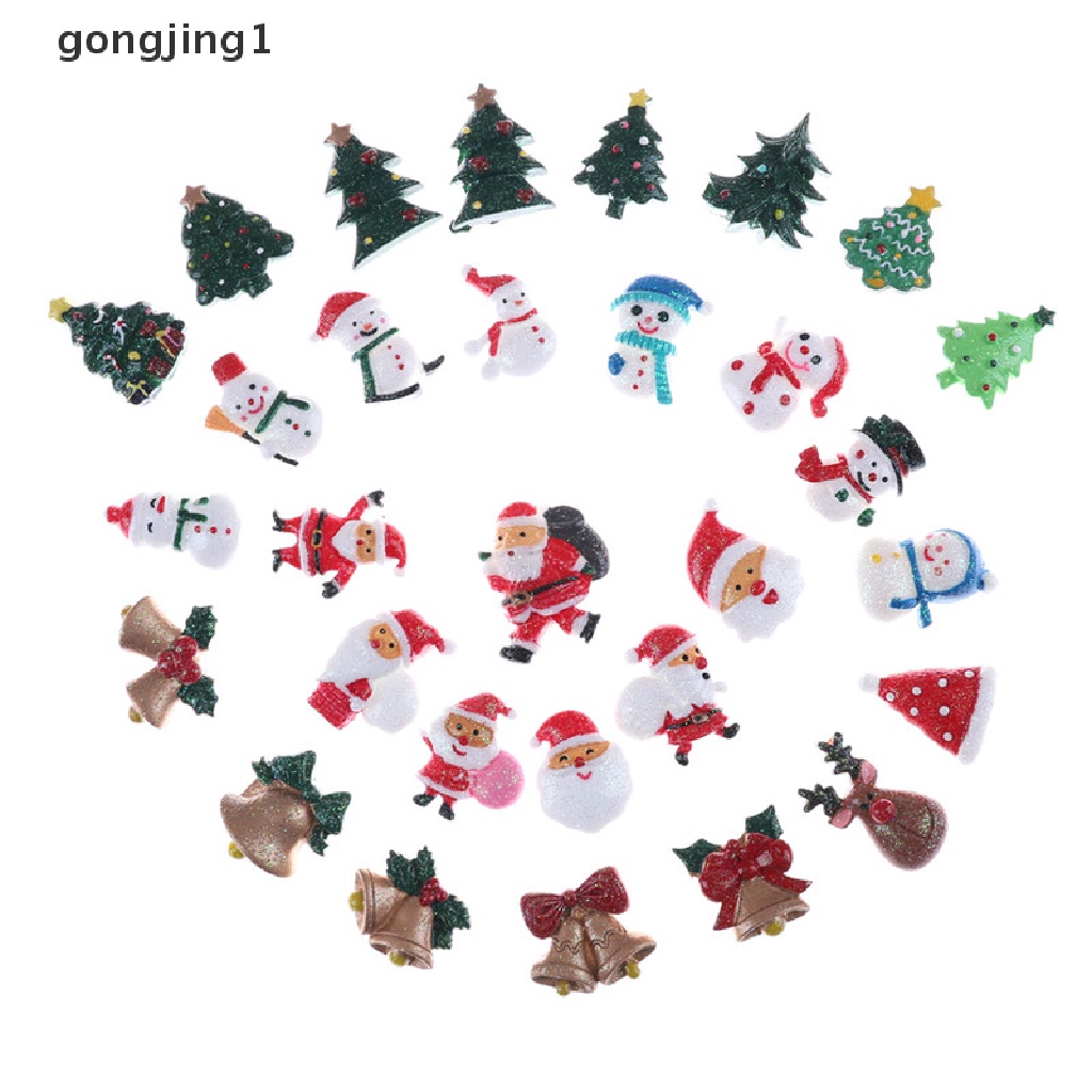 Ggg 10pcs Rumah Boneka Dekorasi Natal Snowman Pohon Diy Mini Dekorasi Jepit Rambut Craft Phone Decor ID