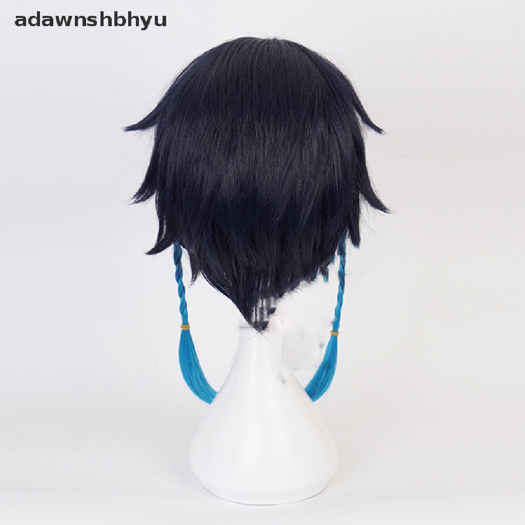 Adawnshbhyu Game Genshin Impact Venti Gradient Blue Cosplay Wig Braided Rambut Sintetis ID