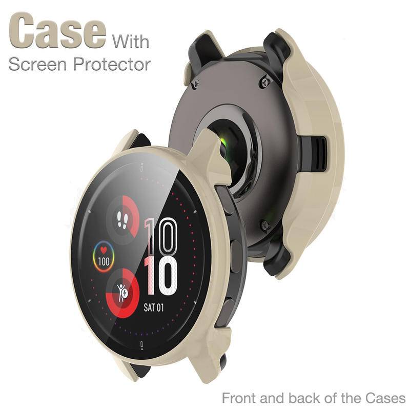 2-in-1 Casing Pelindung+Kaca HD Untuk Garmin Venu 2s 2plus Vivoactive4 4s vivomove sport PC Hard Screen Protector Case Untuk Garmin Forerunner 955 255 255S Case