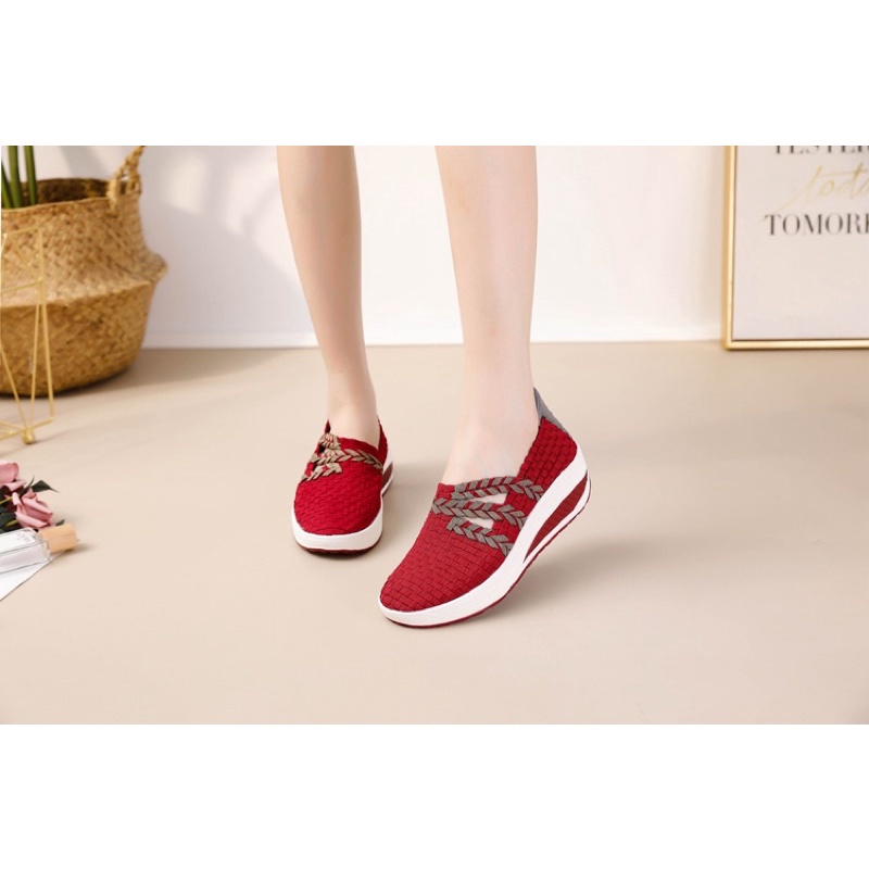sepatu wanita rajut wedges 5cm