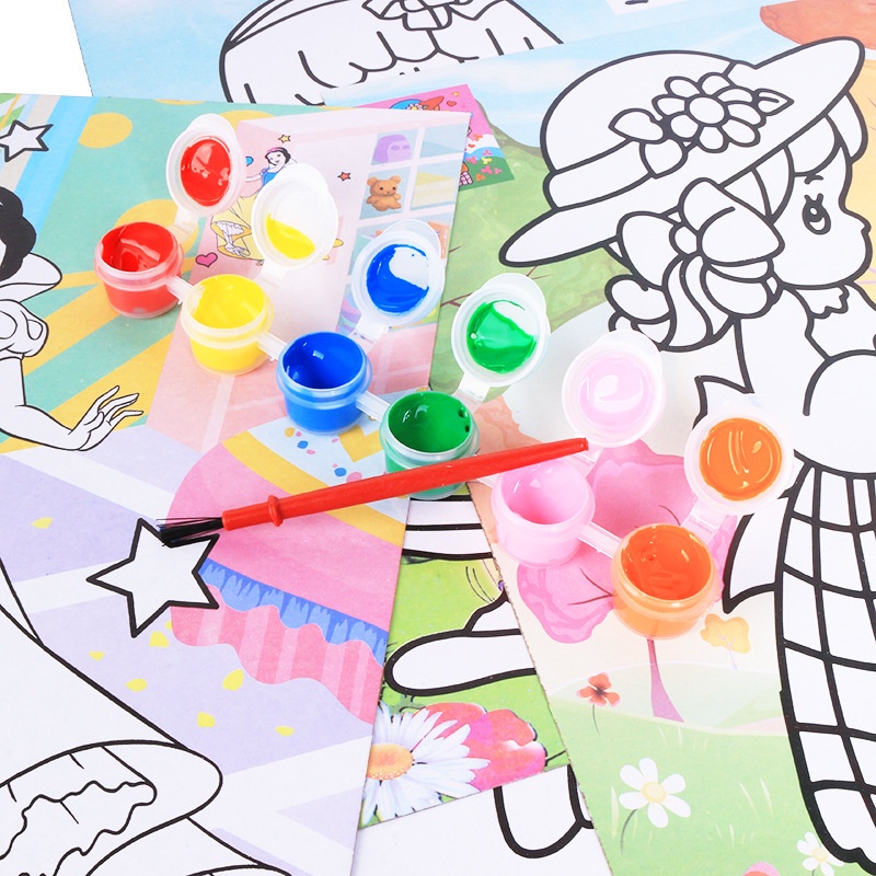 Mainan edukasi - DIY mewarnai cat air - Montessori - Mainan anak - Menggambar Cat Air Set