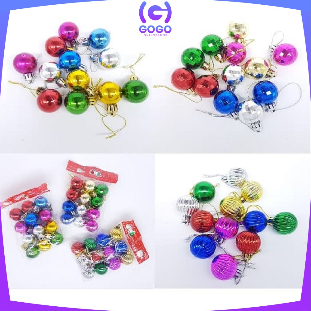 GOGO-C38 Gantungan Bola Kilap 6PCS / 12PCS Aksesoris Hiasan Pohon Natal Ornamen Dekorasi Rumah MURAH