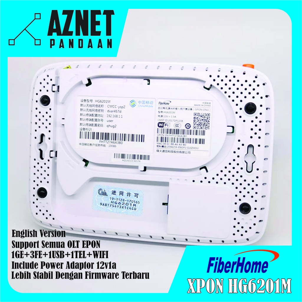 ONU XPON FIBERHOME HG6201M SECOND 1GE+3FE+1USB+1TEL+WIFI