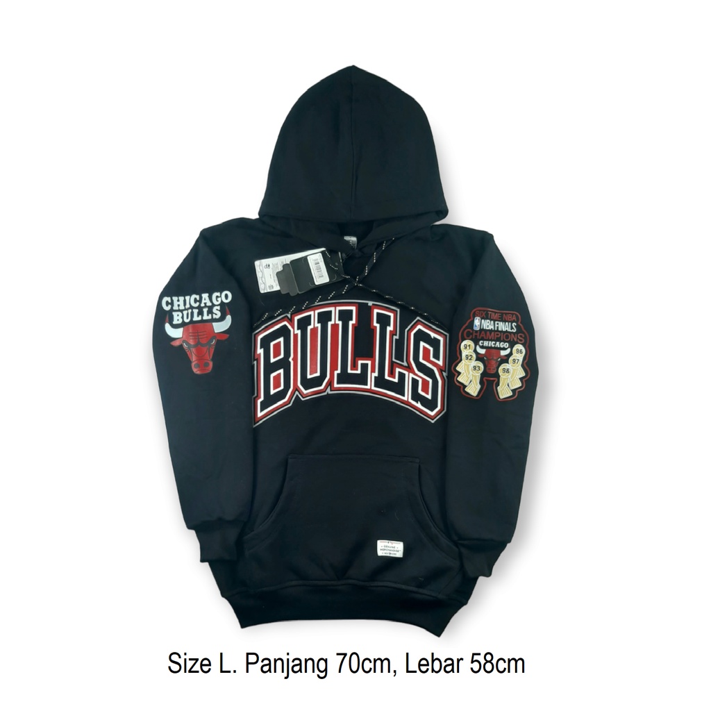 New Era Hoodie Sweater Jaket Bulls Chicago Hitam Size L BNWT