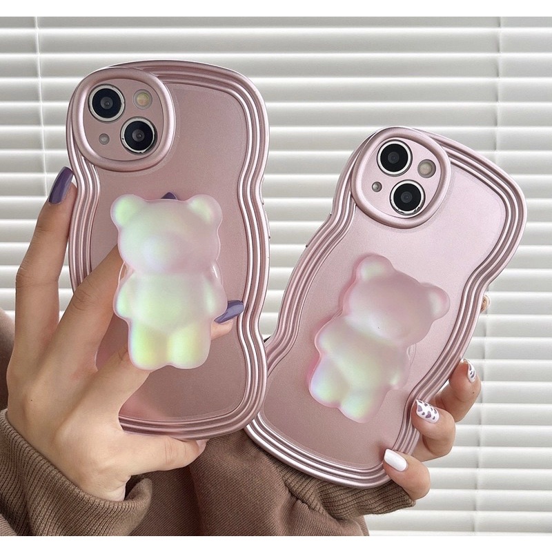case bear with popsocket warna doff dusty pink import