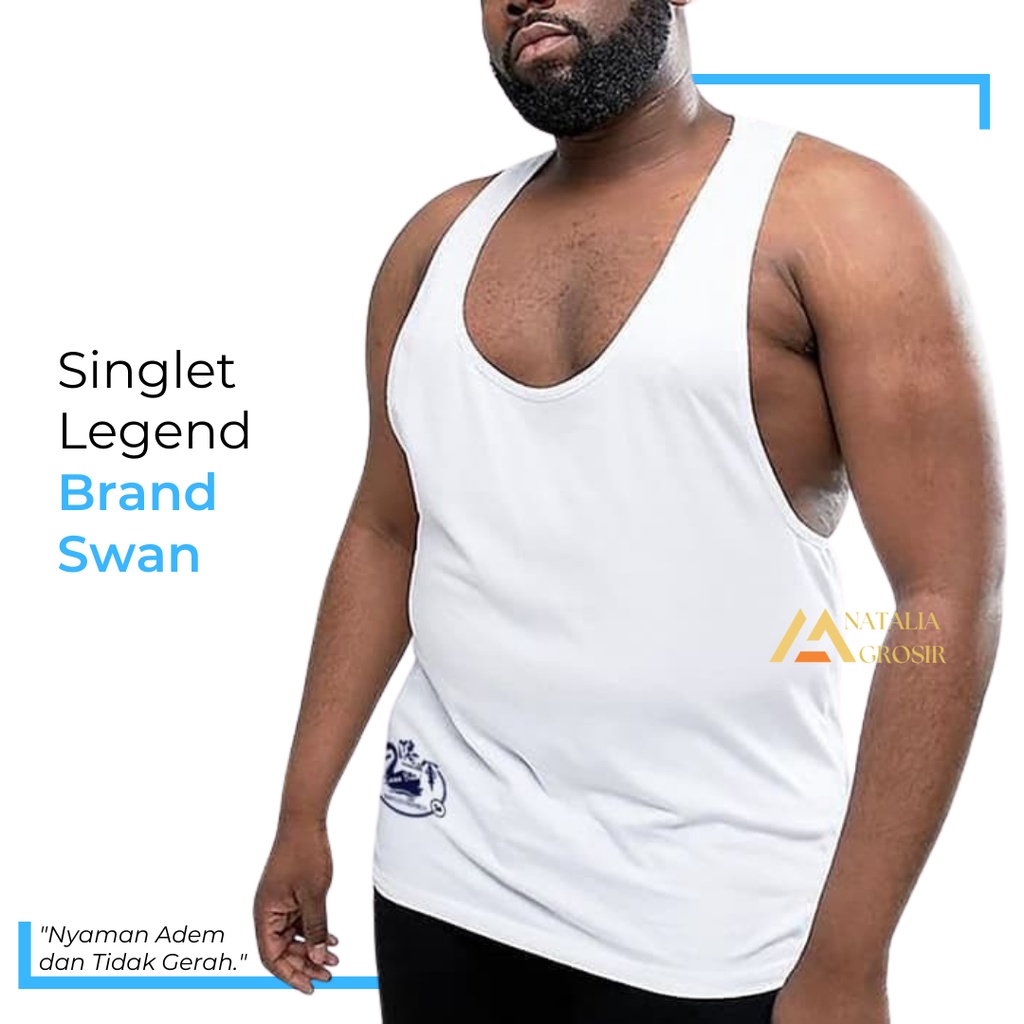 Singlet Legend Brand Swan Kaos singlet Pria Ukuran 34-48