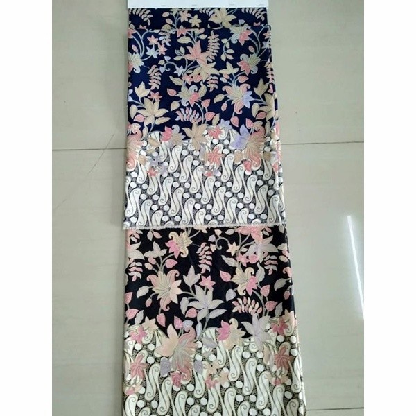 Kain Bahan Batik Jatuh Semi Sutra / Kain Batik Foil Bugenvile
