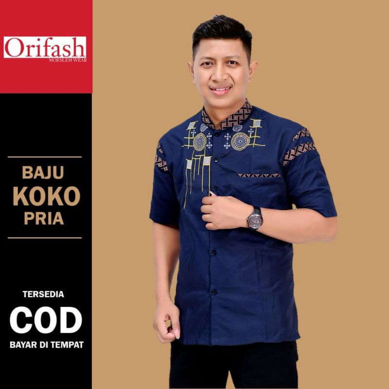 Koko pria baju muslim dewasa lengan panjang koko busana muslim bahan katun halus