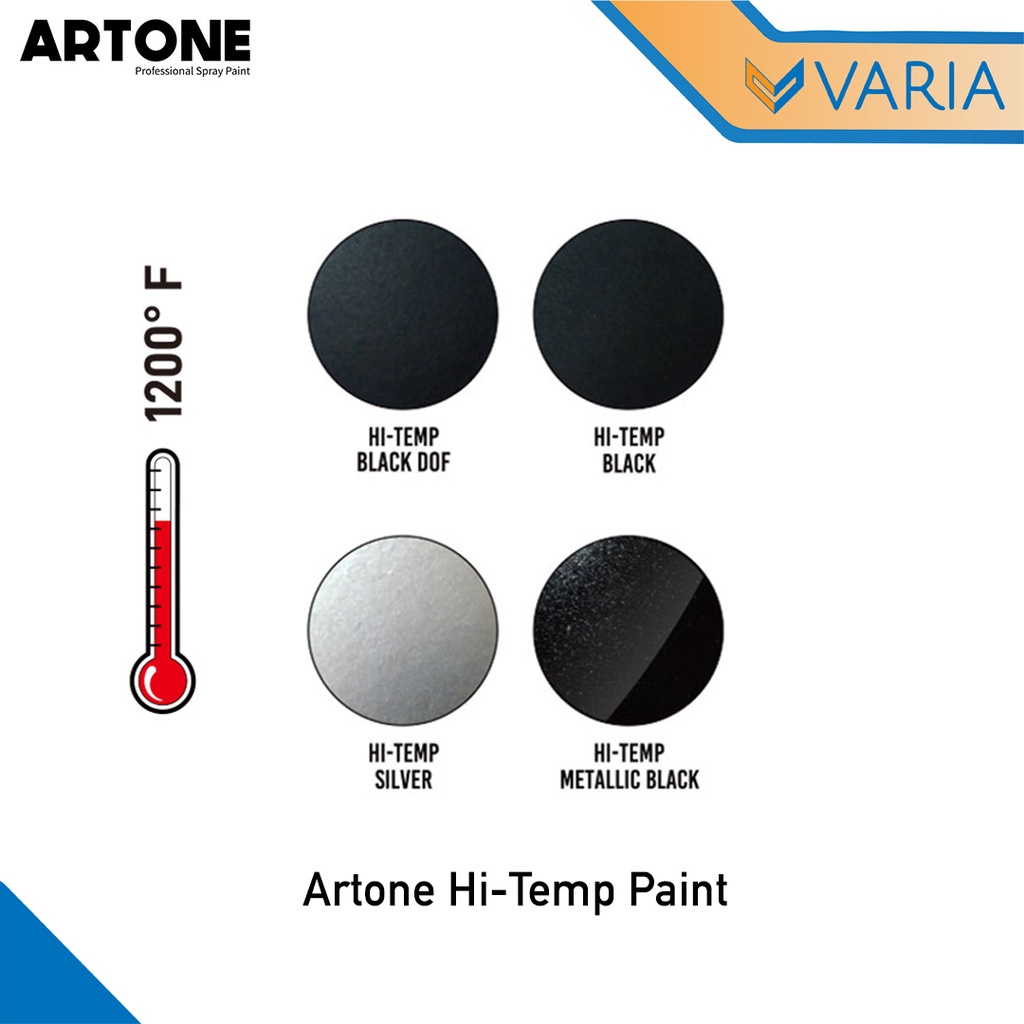 Artone Spray Paint 300 cc Hi Temp Metallic Black Hitam Cat Tahan Panas