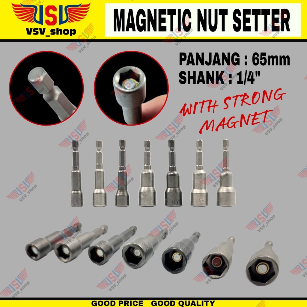 Kunci Sok Magnetic Nut Setter 8-14mm Mata Bor Roofing Mata Socket Bor Rofing