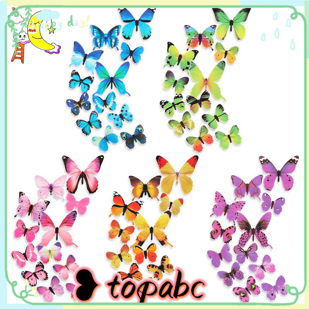 Top 12PCS/Set Butterly Stiker Dinding DIY Dekorasi Rumah Sayap Lipat PVC Mural