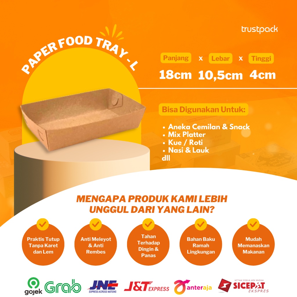 Paper Food Tray size L / Piring Nampan Kertas Alas Makan Kentang